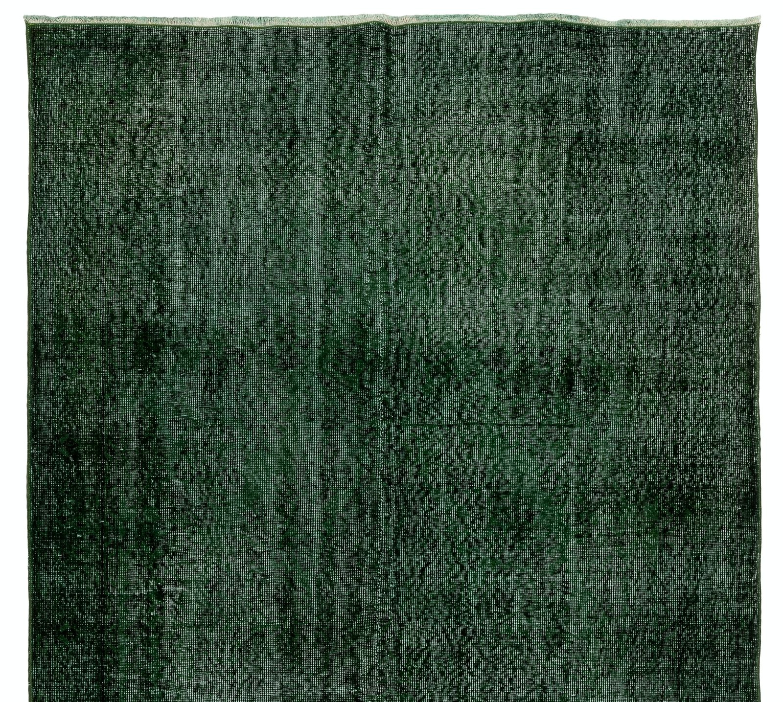 6x10.2 Ft Midcentury Area Rug Over Dyed In Solid Green, Hand Knotted In Turkey photo Textiles