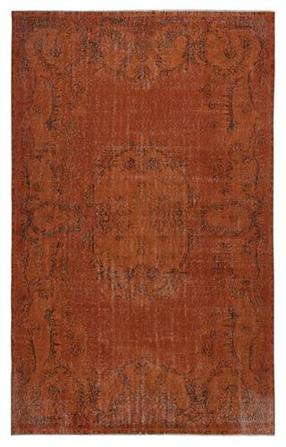 6.2x9.4 Ft Modern Area Rug In Orange. Hand Knotted In Turkey