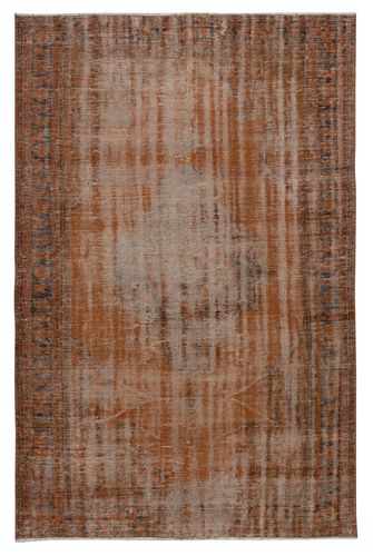 5.3x8.2 Ft Distressed Orange Color Handmade Turkish Arearug For Office Decor