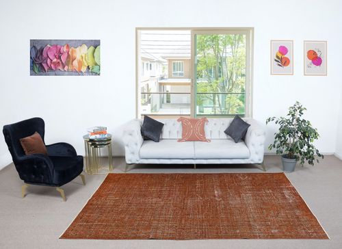 6.2x9.6 Ft Contemporary Area Rug In Orange. Hand Knotted In Turkey. photo furniture