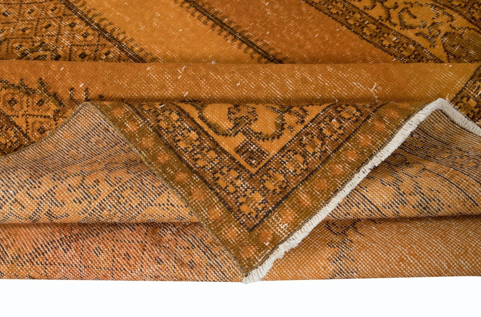 5.5x9 Ft Modern Handmade Turkish Area Rug With Medallion Design In Orange photo for sale