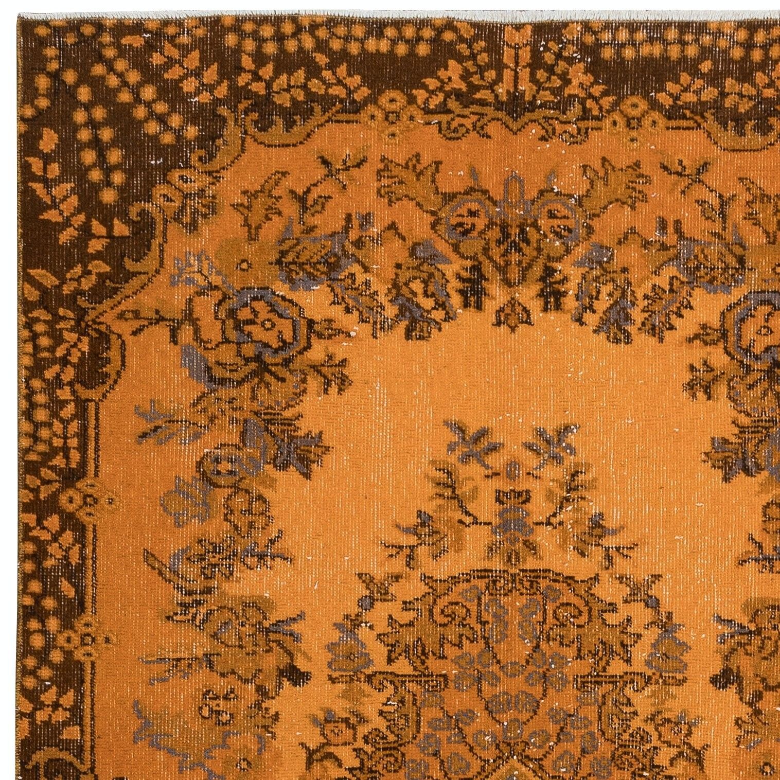 4x6.7 Ft Small Rug With Medallion In Orange, Handmade Turkish Carpet photo Textiles