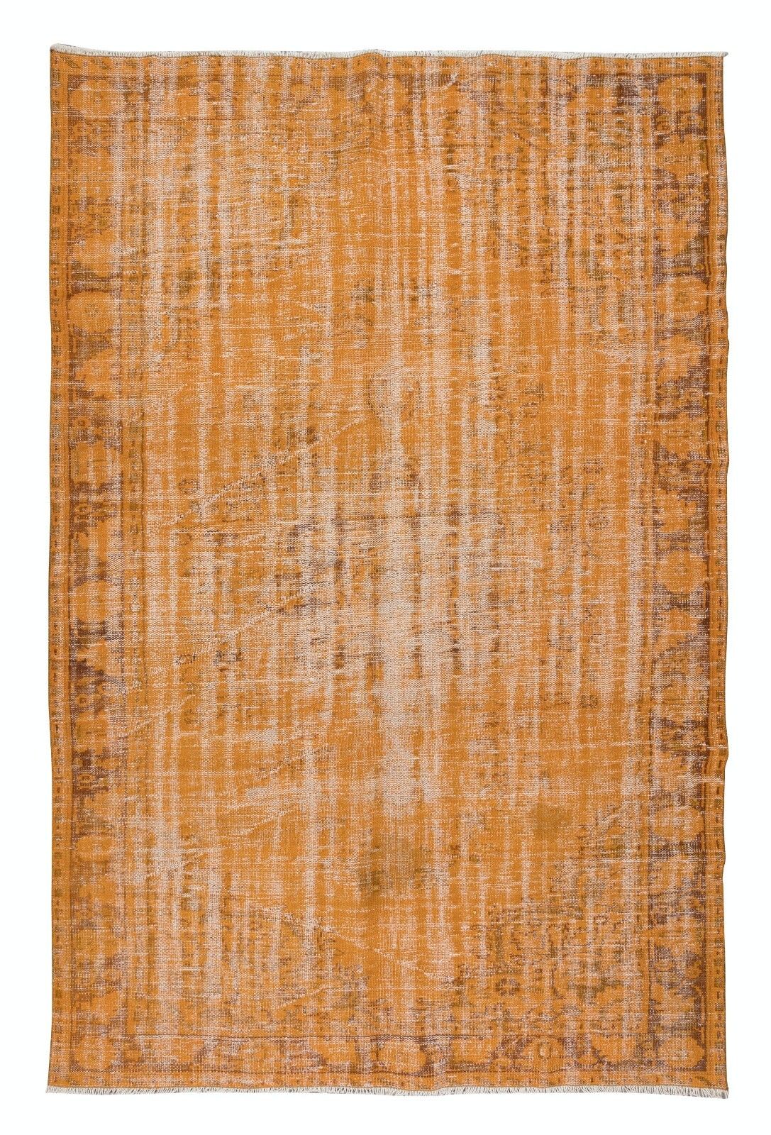 6x9 Ft Orange Area Rug From Turkey, Hand Knotted Contemporary Carpet