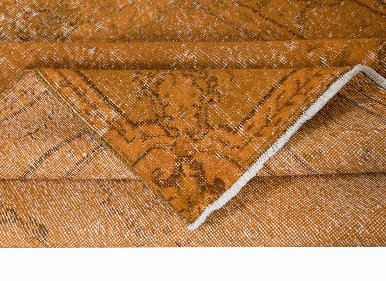 5.3x8 Ft Orange Area Rug, Handmade Floor Covering, Upcycled Turkish Carpet photo for sale