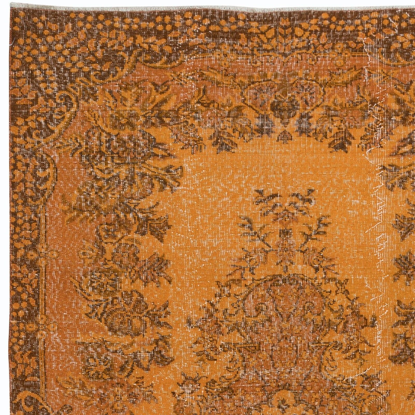 5.2x9 Ft Handmade Turkish Salon Rug In Orange, Modern Bedroom Wool Carpet photo Textiles