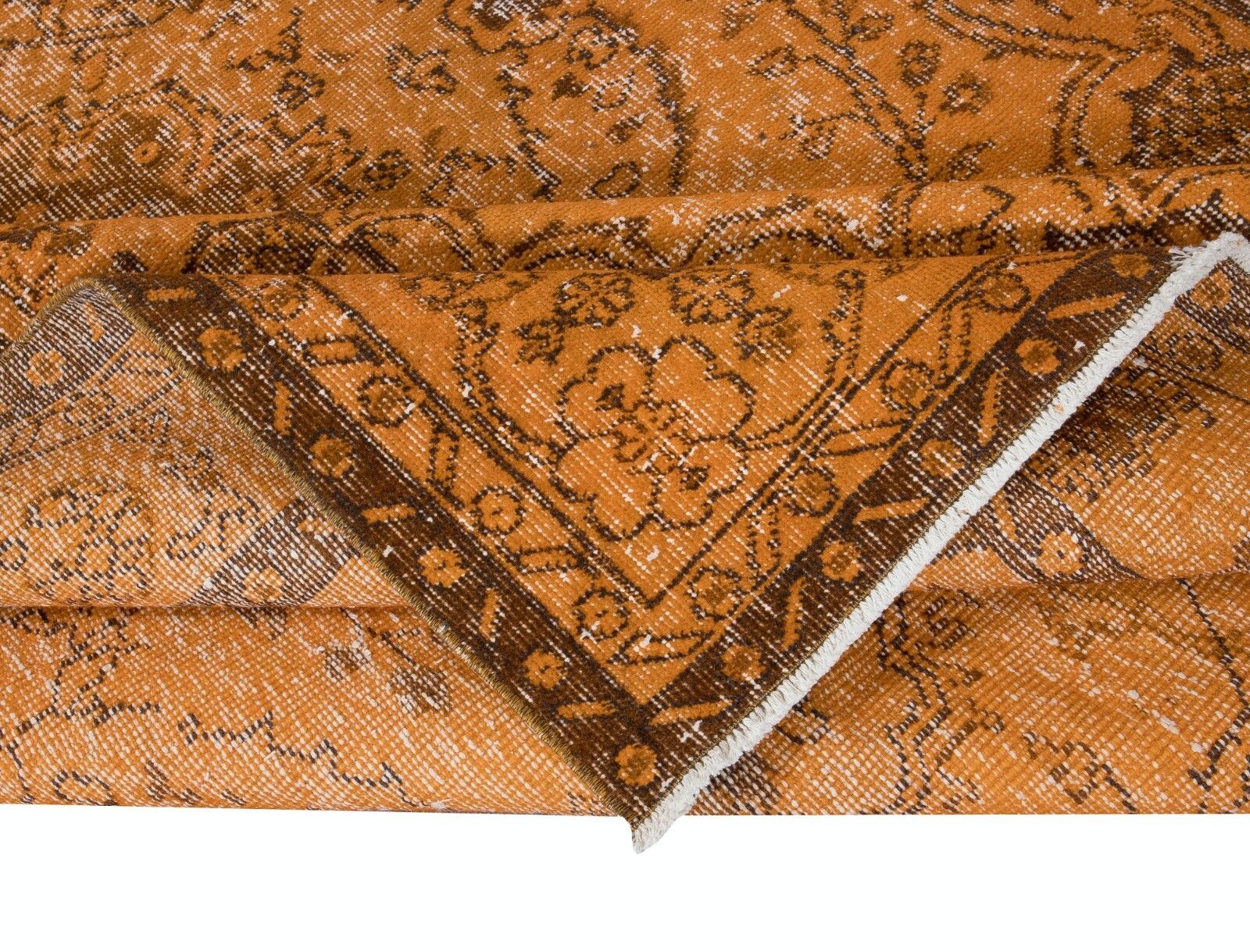 6x9 Ft Orange Area Rug For Modern Interiors, Hand Knotted In Turkey photo for sale