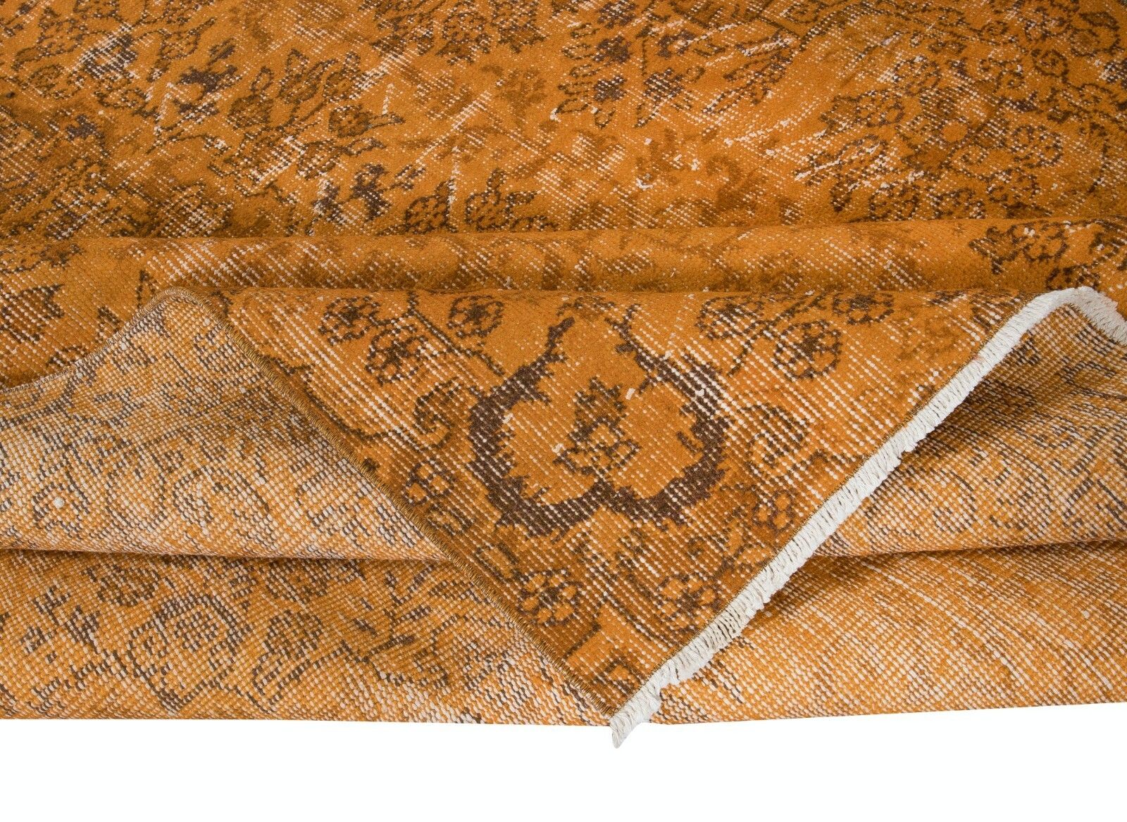 5.7x9.2 Ft Rustic Turkish Area Rug, Orange Handmade Modern Wool Carpet photo for sale