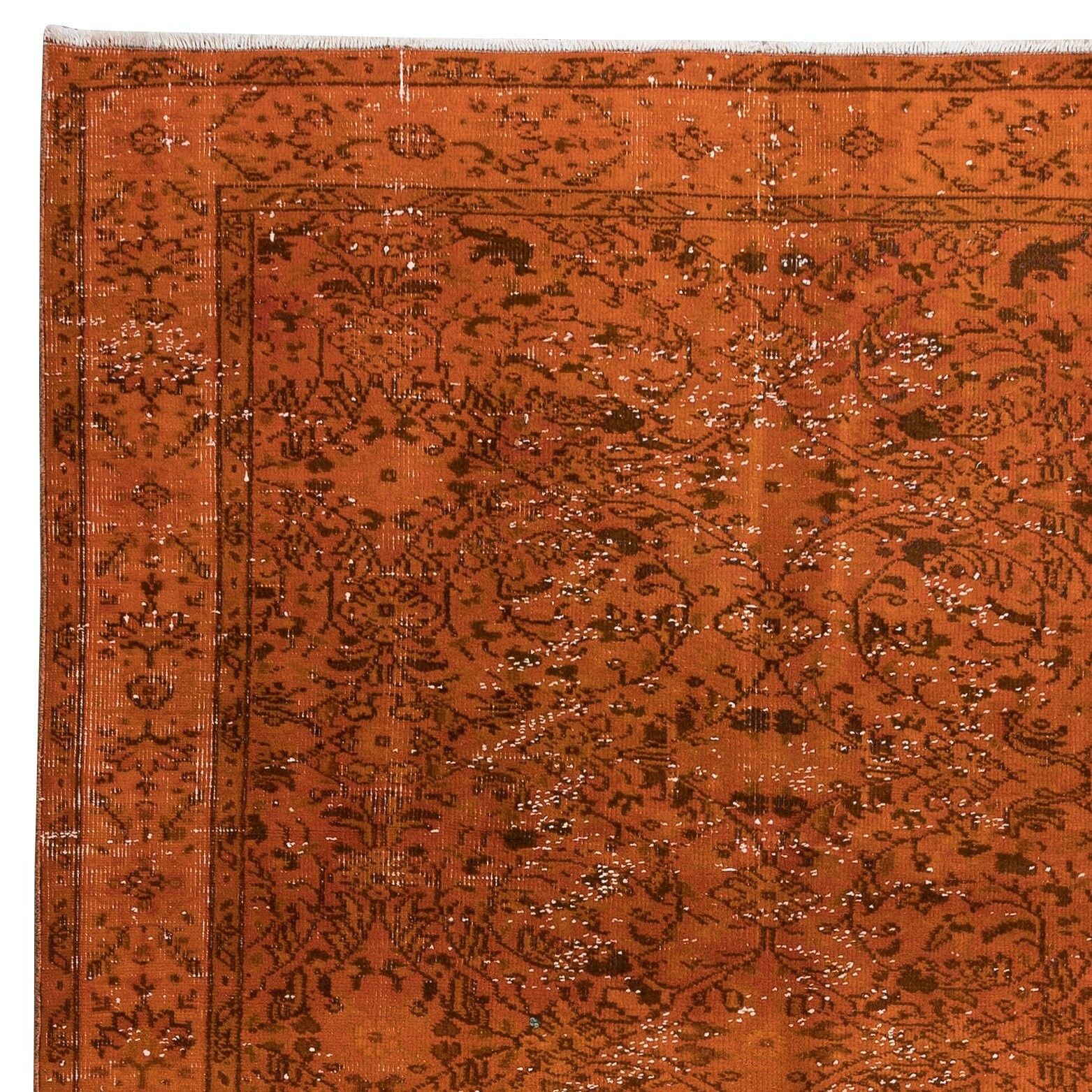 4.8x8.3 Ft Handmade Orange Area Rug From Turkey, Modern Anatolian Wool Carpet photo Textiles