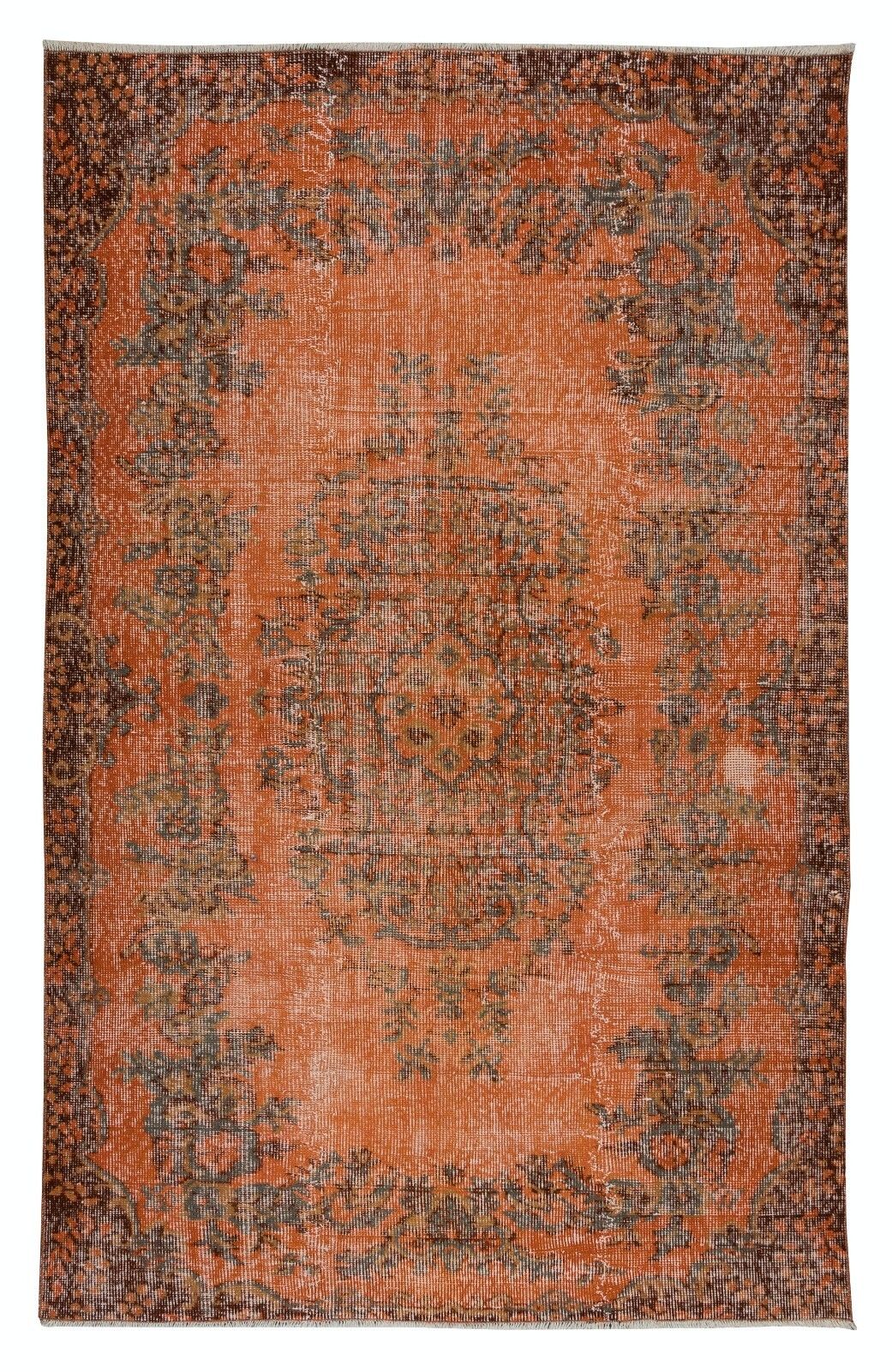 4.8x7.2 Ft Modern Burnt Orange Handmade Area Rug, Contemporary Turkish Carpet