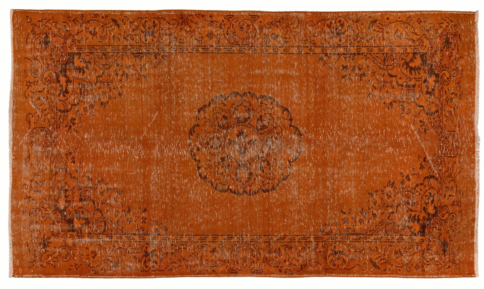 5.6x9.3 Ft Authentic Vintage Area Rug Re Dyed In Orange, Handknotted In Turkey photo furniture