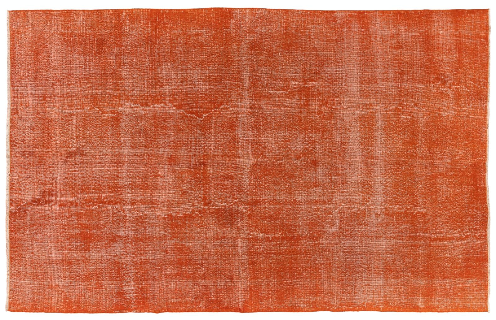 6.3x9.6 Ft Vintage Area Rug Re Dyed In Orange, Handknotted In Turkey photo furniture