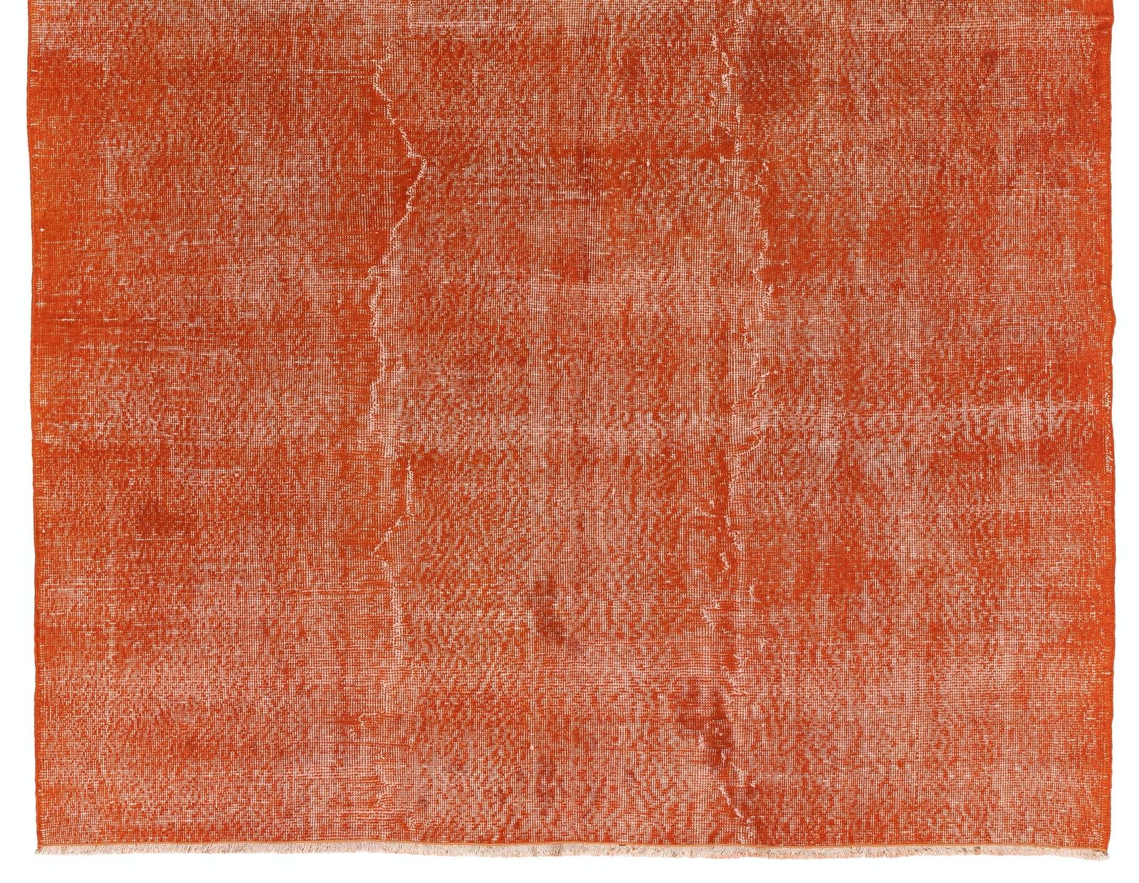 6.3x9.6 Ft Vintage Area Rug Re Dyed In Orange, Handknotted In Turkey photo for sale