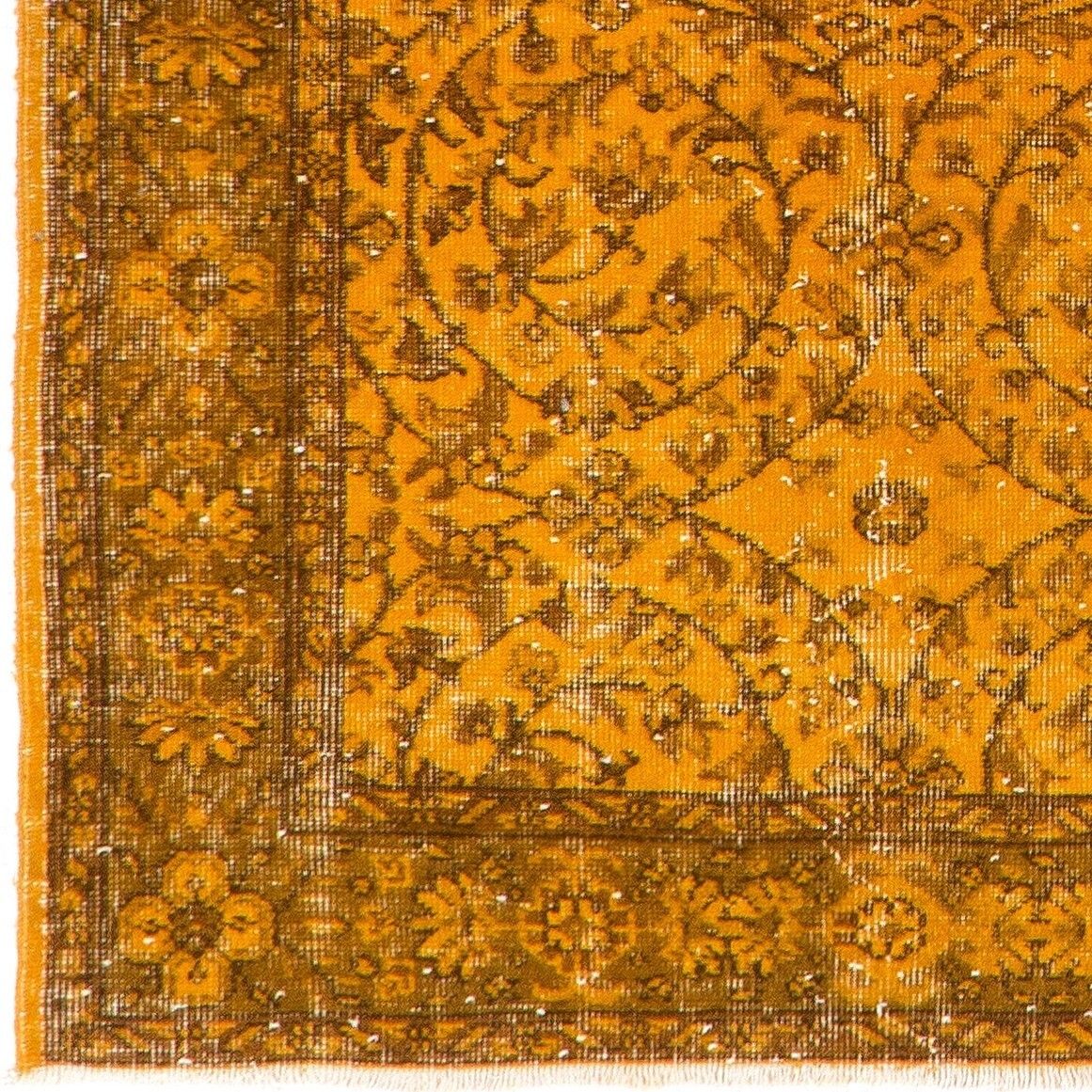 4x7 Ft Contemporary Wool Rug Re Dyed In Orange, Handknotted In Turkey photo 277.0