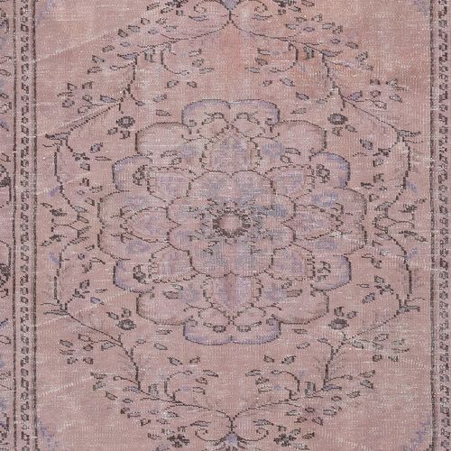 5.6x9 Ft Contemporary Handmade Low Pile Turkish Wool Area Rug In Pink Color photo 489.0