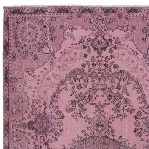 5.6x9.7 Ft Modern Pink Color Over Dyed Handmade Turkish Rug. Bohemian Home Decor photo Textiles