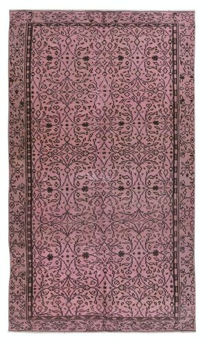 5x8.5 Ft Hand Made Floral Patterned Wool Rug From Turkey. Pink Color Re Dyed Rug