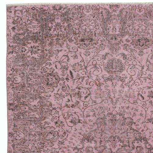 5.5x8.4 Ft Modern Wool Area Rug. Handmade In Turkey. Pink Color Living Room Rug photo Textiles