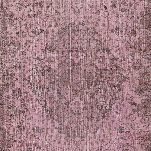 5.5x8.4 Ft Modern Wool Area Rug. Handmade In Turkey. Pink Color Living Room Rug photo 432.0