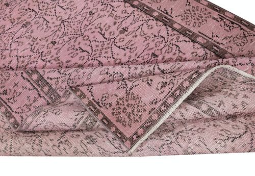 4.8x8.6 Ft Hand Made Floral Design Wool Rug From Turkey. Pink Color Area Rug photo for sale