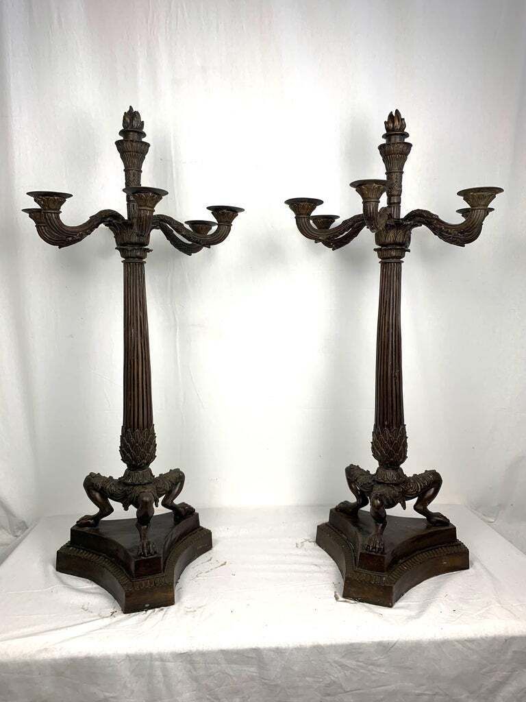 Pair Of Bronze Empire Candelabras, France photo furniture