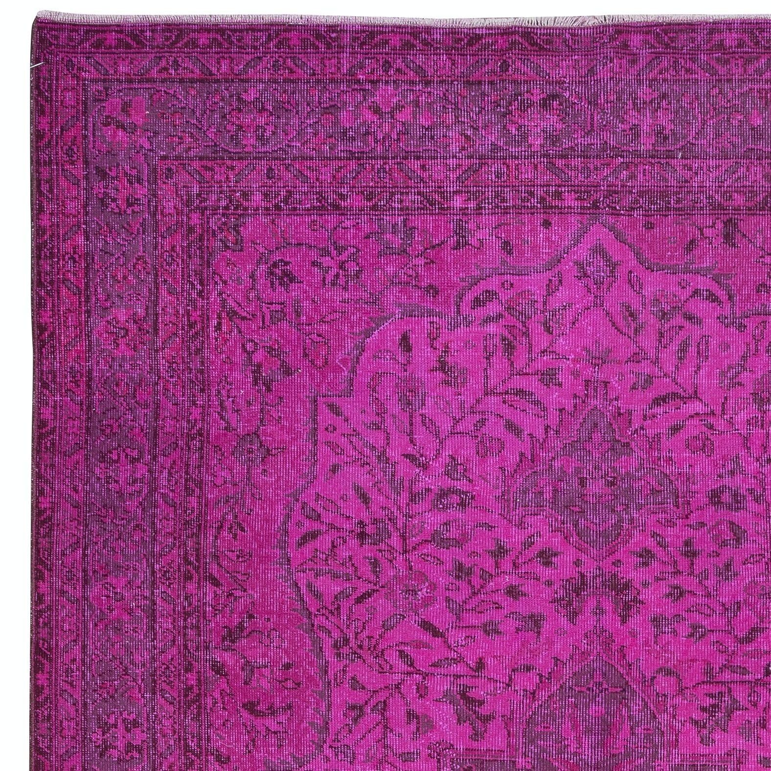 6.4x9.8 Ft Pink Handmade Contemporary Rug, Turkish Wool Carpet, Living Room Rug photo Textiles