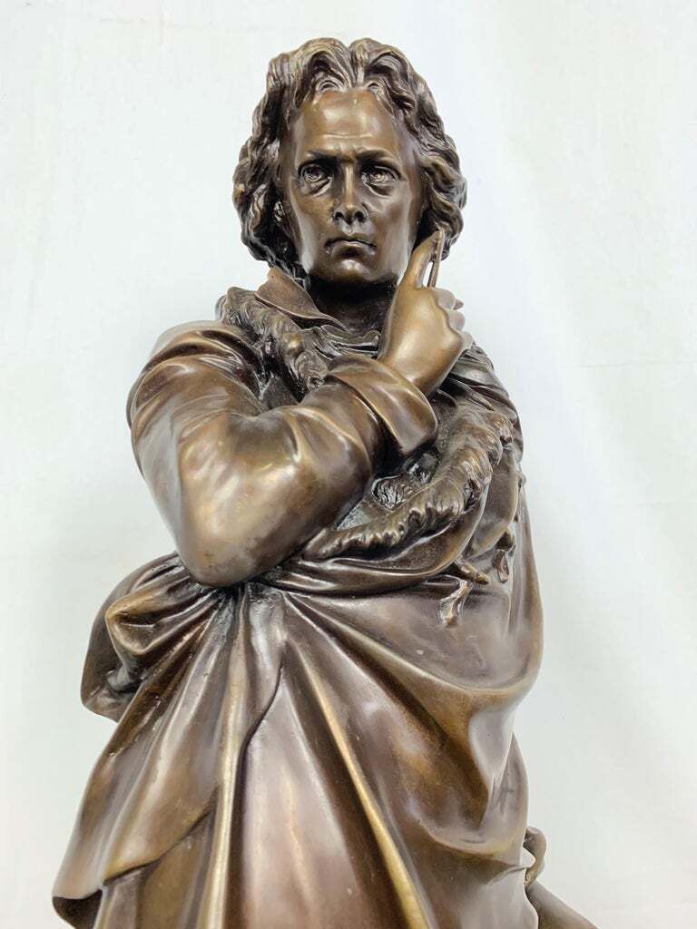 20th Century French Bronze Beethoven Sculpture On Marble Base photo for sale
