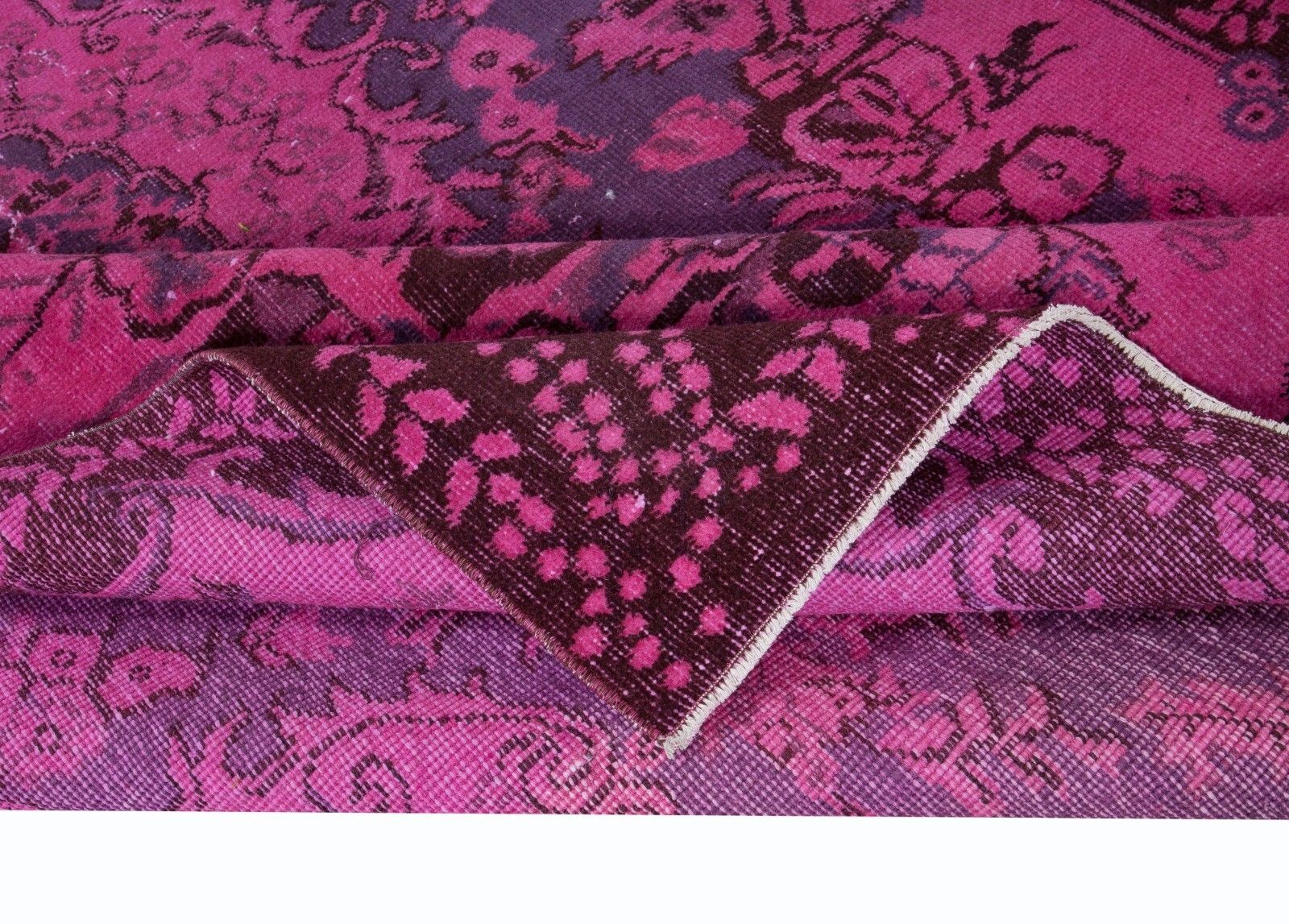 5.3x8.7 Ft Modern Handmade Turkish Area Rug In Pink, Violet Purple & Brown photo for sale