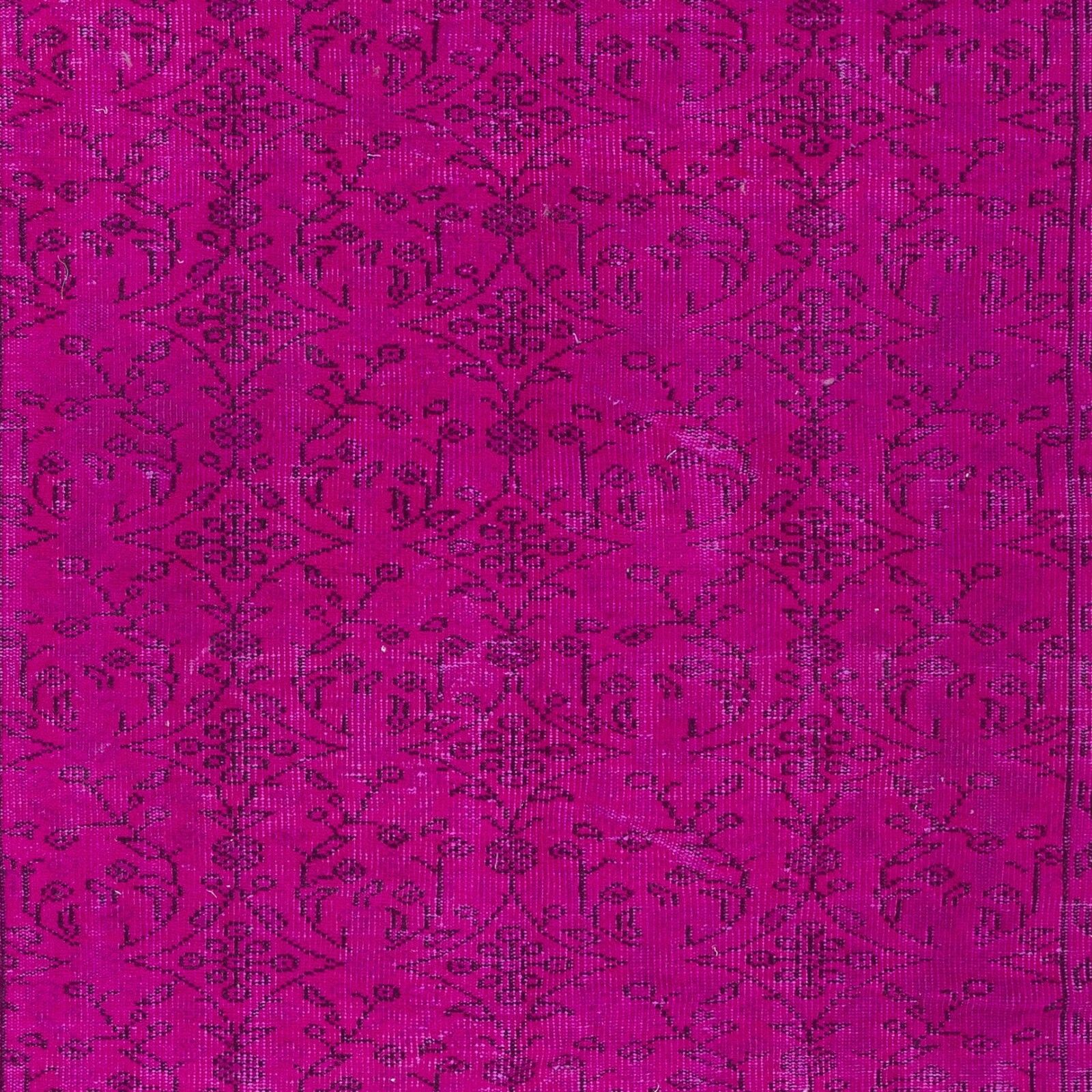 5.4x8.8 Ft Modern Handmade Turkish Bohem Rug In Hot Pink With Floral Design photo 405.0