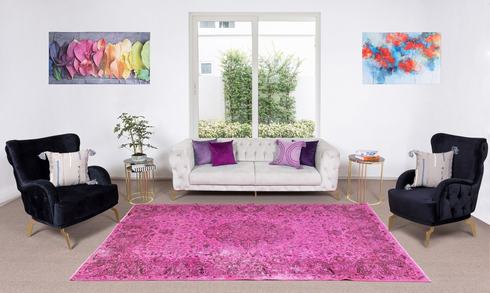 6.5x10.6 Ft Handmade Vintage Turkish Rug Over Dyed In Pink With Medallion Design photo furniture