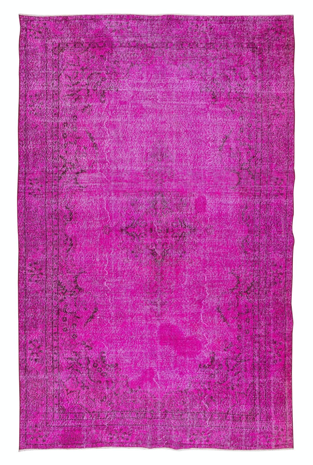 6.4x10.2 Ft Anatolian Handmade Rug Over Dyed In Fuchsia Pink 4 Modern Interiors