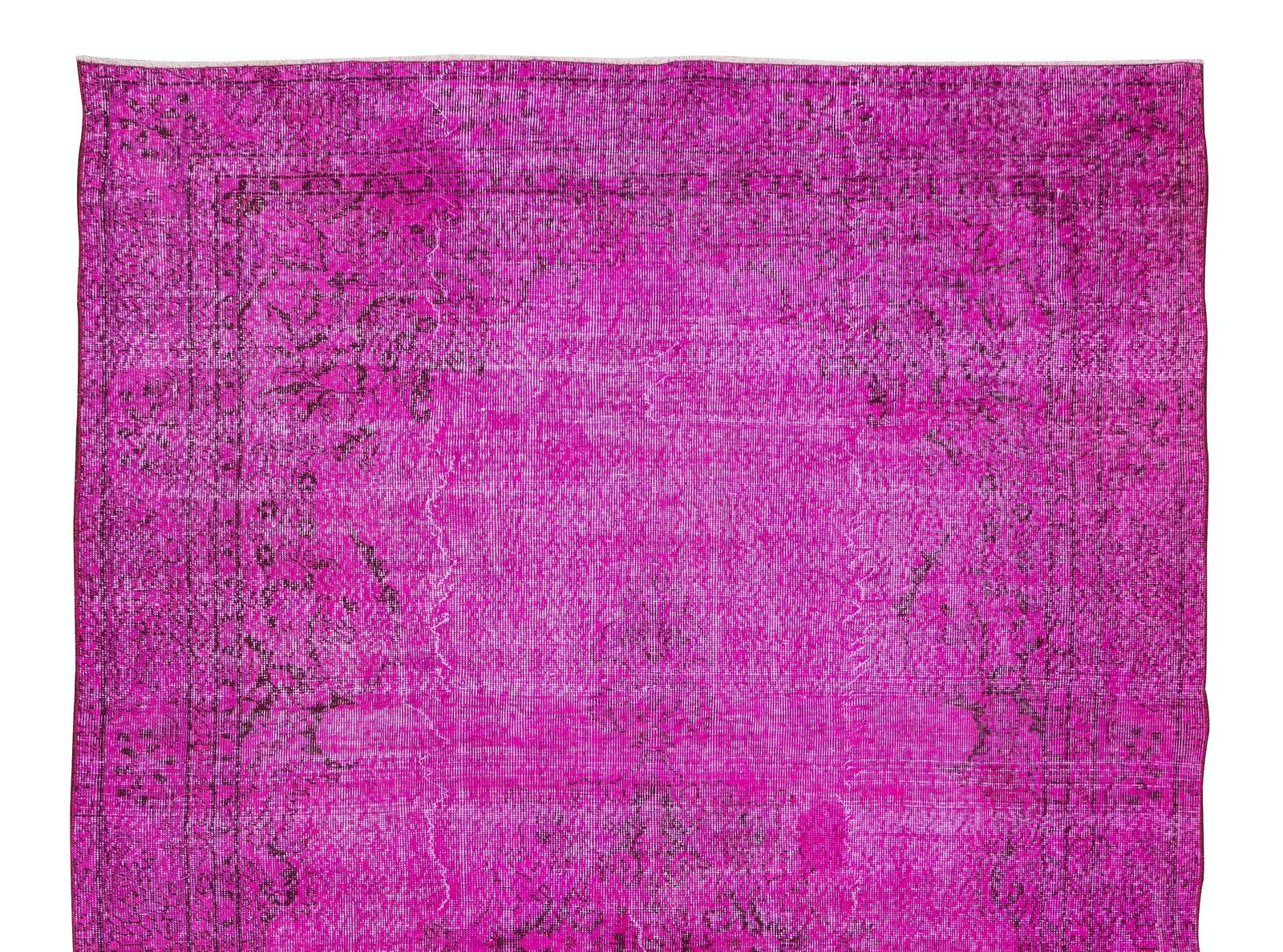 6.4x10.2 Ft Anatolian Handmade Rug Over Dyed In Fuchsia Pink 4 Modern Interiors photo Textiles