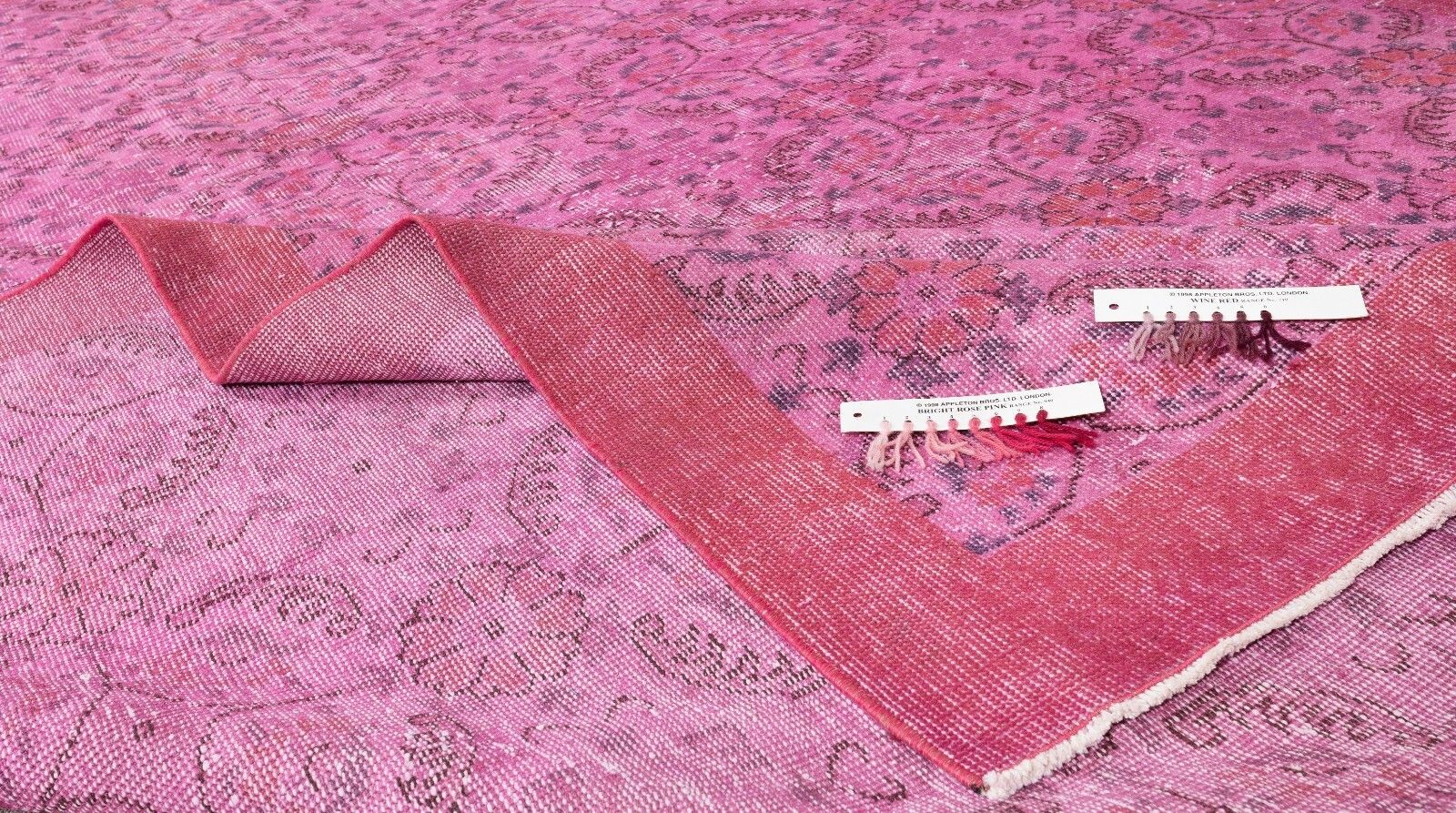 7.5x11 Ft Handmade Floral Wool Area Rug In Pink, Contemporary Turkish Carpet photo for sale