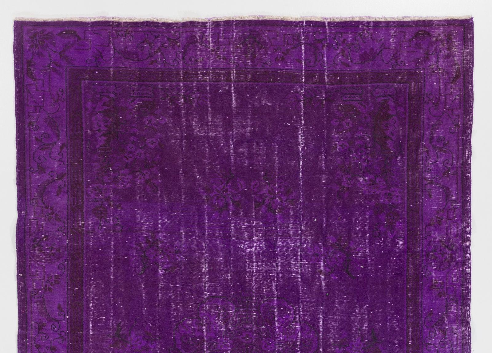 6.2x9.4 Ft Midcentury Area Rug Over Dyed In Purple Color, Hand Knotted In Turkey photo furniture