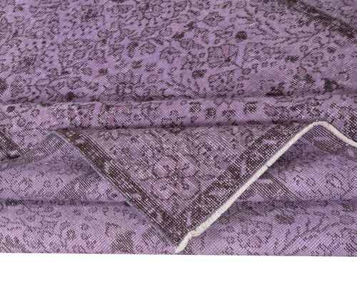5.7x9.6 Ft Modern Hand Knotted Floral Patterned Turkish Rug In Purple Color photo for sale