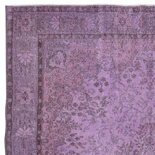 6.8x10.4 Ft Purple Color Handmade Large Area Rug, Contemporary Turkish Carpet photo Textiles