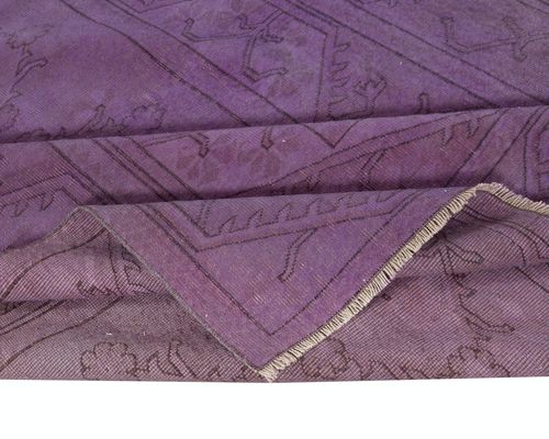 5.3x8.2 Ft Purple Color Handmade Wool Anti Bacterial Turkish Milas Rug photo for sale