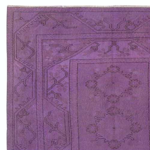 5.3x8.2 Ft Purple Color Handmade Wool Anti Bacterial Turkish Milas Rug photo Textiles