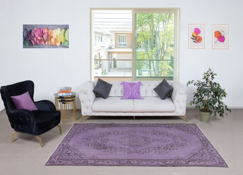 5.4x8.7 Ft Modern Anti Bacterial Area Rug In Purple, Hand Made In Turkey photo furniture