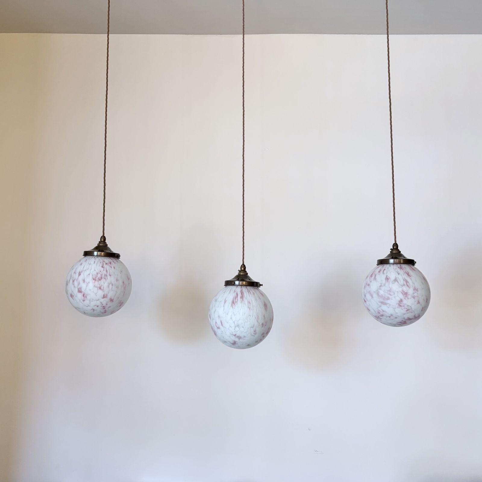 Pink Mottled Glass Globe Shade