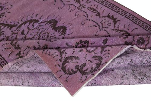 5x8.5 Ft Handmade Anti Bacterial Area Rug, Purple Color Hand Knotted Turkish Rug photo for sale