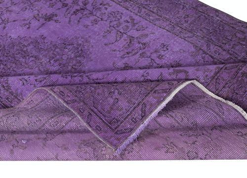 5.7x8.6 Ft Purple Hand Made Area Rug. Modern Turkish Floor Covering photo for sale