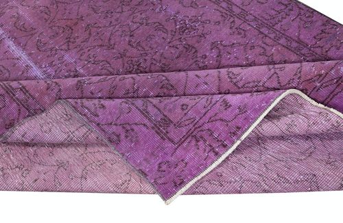 5.3x8.8 Ft Lilac Purple Color Handmade Area Rug From Turkey, Living Room Carpet photo for sale