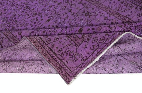 6x9.5 Ft Purple Color Area Rug, Handmade Turkish Floor Rug, Modern Home Decor photo for sale