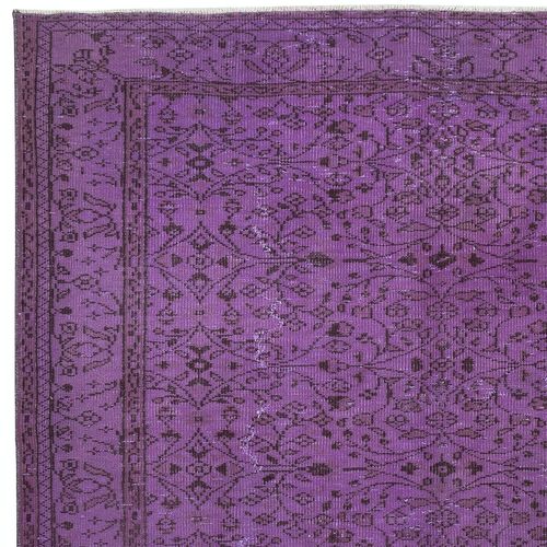 6x9.5 Ft Purple Color Area Rug, Handmade Turkish Floor Rug, Modern Home Decor photo Textiles