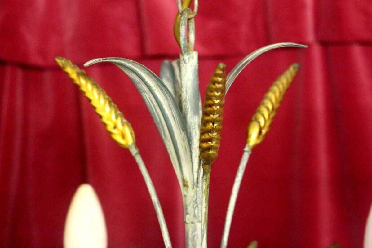 photo furniture Metal Wheat Sheaf Chandelier Vintage Italian Tole Were Light 3 Arms