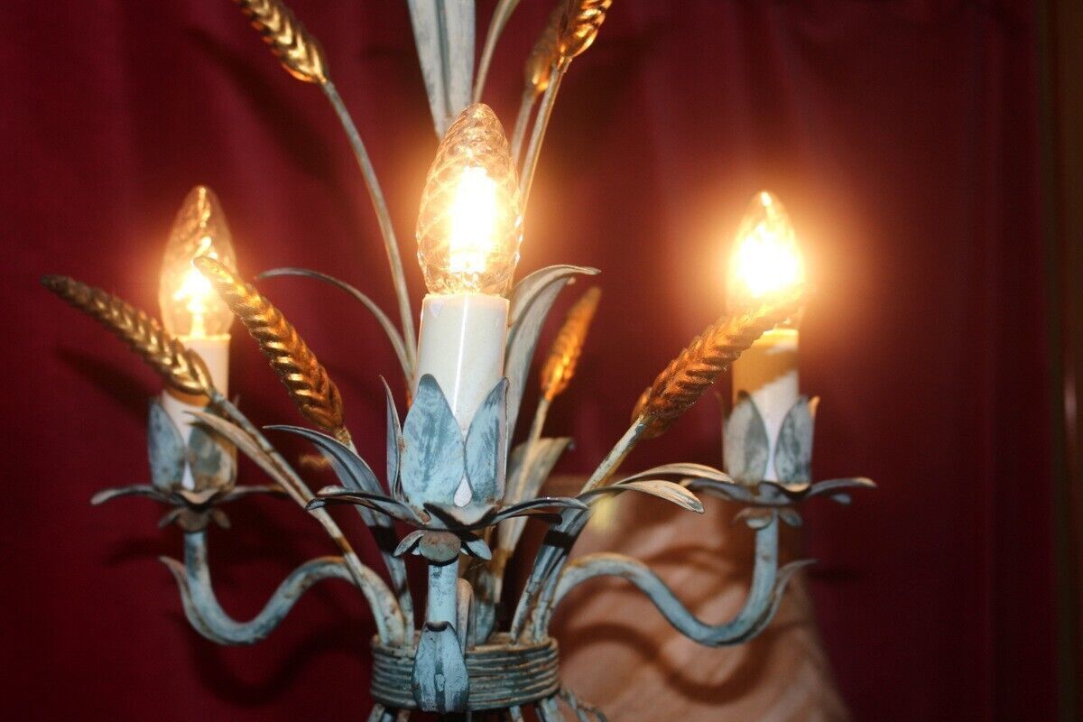 photo buy Metal Wheat Sheaf Chandelier Vintage Italian Tole Were Light 3 Arms