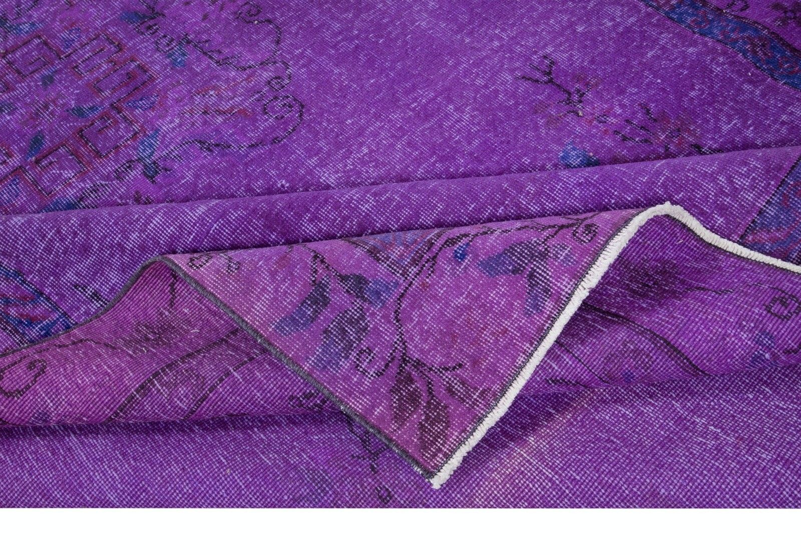 6.4x10.6 Ft Contemporary Wool Area Rug In Purple, Hand Knotted In Turkey photo for sale
