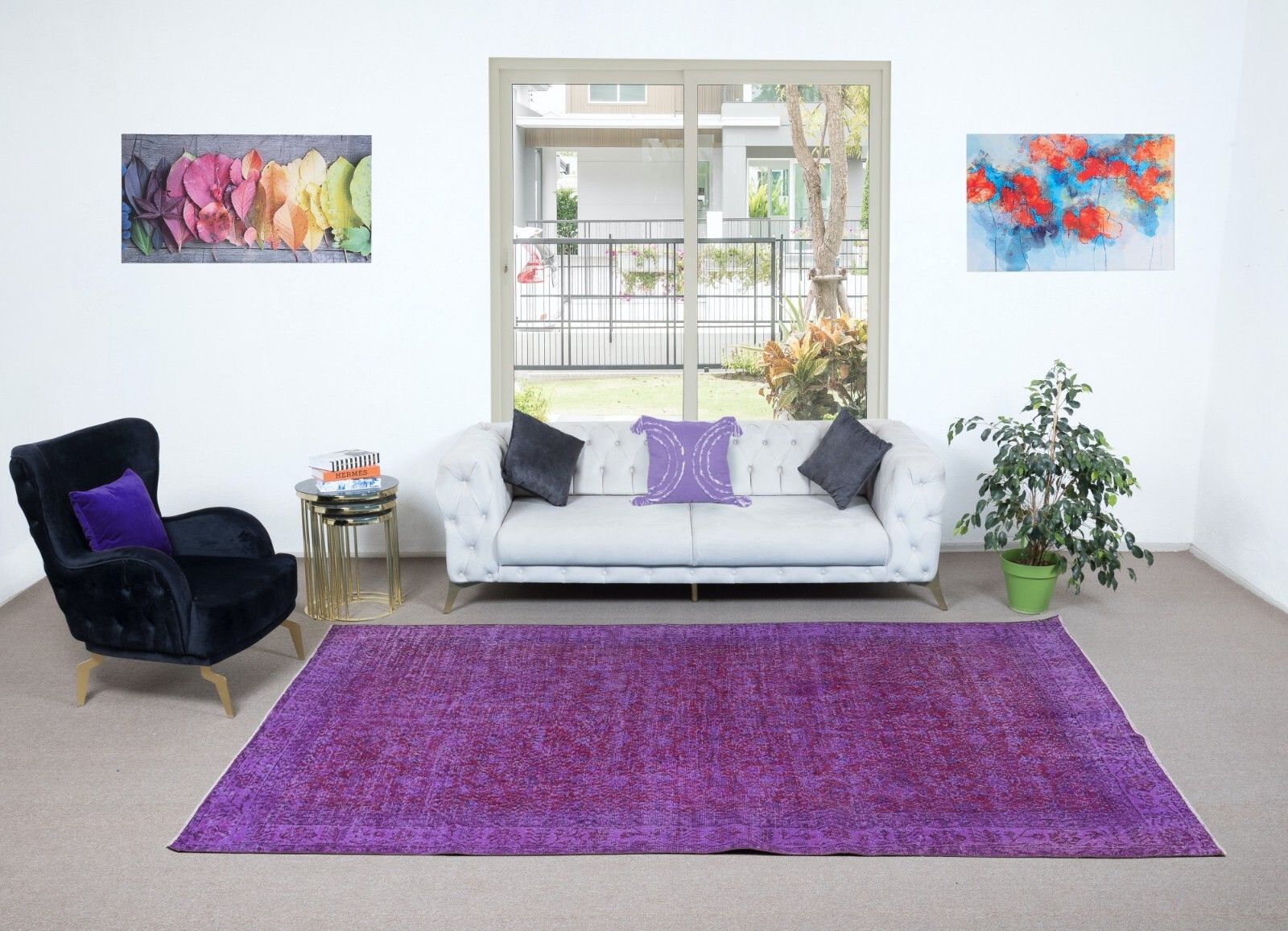 6.4x10.5 Ft Modern Handmade Turkish Sparta Wool Area Rug In Purple photo furniture