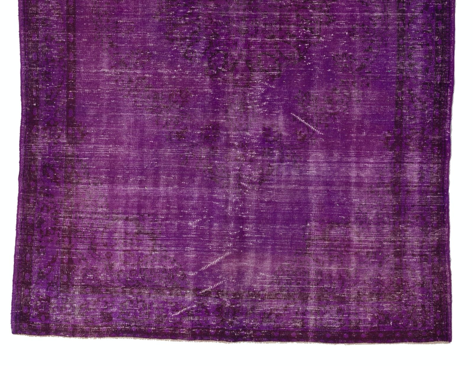6.5x10.2 Ft Midcentury Area Rug Overdyed In Purple Color, Hand Knotted In Turkey photo for sale