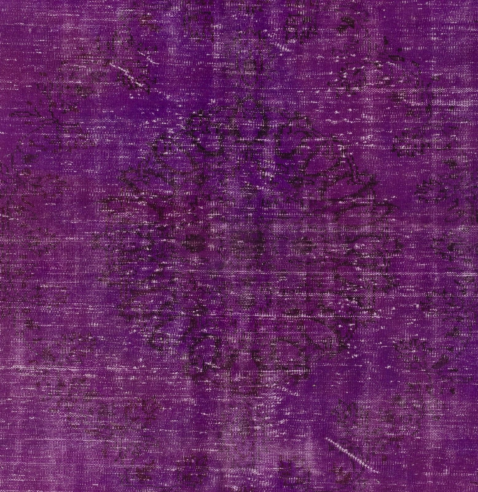 6.5x10.2 Ft Midcentury Area Rug Overdyed In Purple Color, Hand Knotted In Turkey photo 564.0
